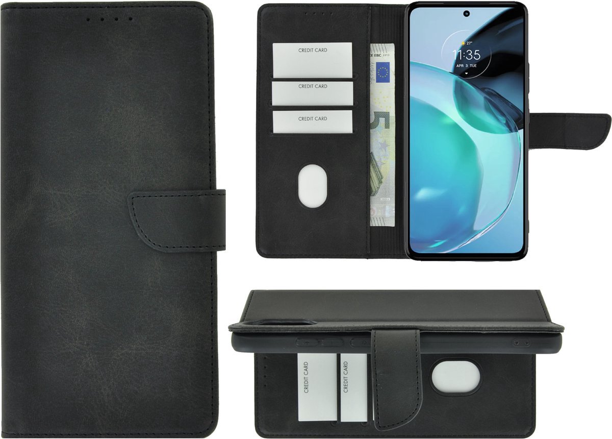 Pearlycase hoesje Geschikt voor Motorola Moto G14 - Kunstleer Book Case - Zwart