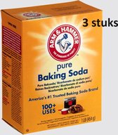 Baking Soda 3-pack (3 x 454 gram) Arm & Hammer Voordeelverpakking - Baksoda - Poeder schoonmaken - Schoonmaaksoda - Voordeelverpakking - Natriumbicarbonaat - Bicarbonaat - Bicarbonate - Zuiveringszout - Sodium bicarbonaat