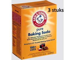 Baking Soda 3-pack (3 x 454 gram) Arm & Hammer Voordeelverpakking - Baksoda - Poeder schoonmaken - Schoonmaaksoda - Voordeelverpakking - Natriumbicarbonaat - Bicarbonaat - Bicarbonate - Zuiveringszout - Sodium bicarbonaat