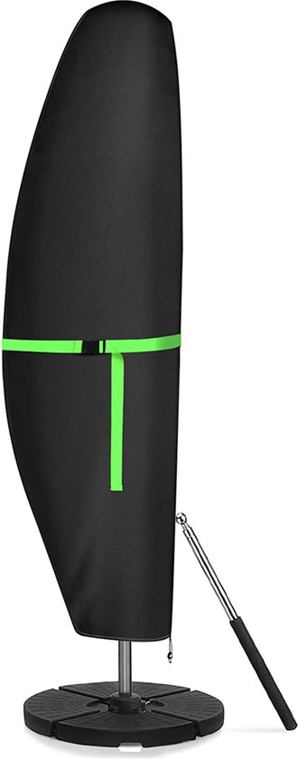 Parasolbeschermhoes met stang (geen ladder meer nodig) - voor parasols met een diameter van 2 tot 4 m - grote paraplubeschermhoes met trekkoord en rits - weerbestendig, uv-bestendig, wind- en sneeuwbestendig, buitenzonwering (Oxford 420D)