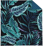 Bedsprei bladeren - blauw - groen - 220x240 cm
