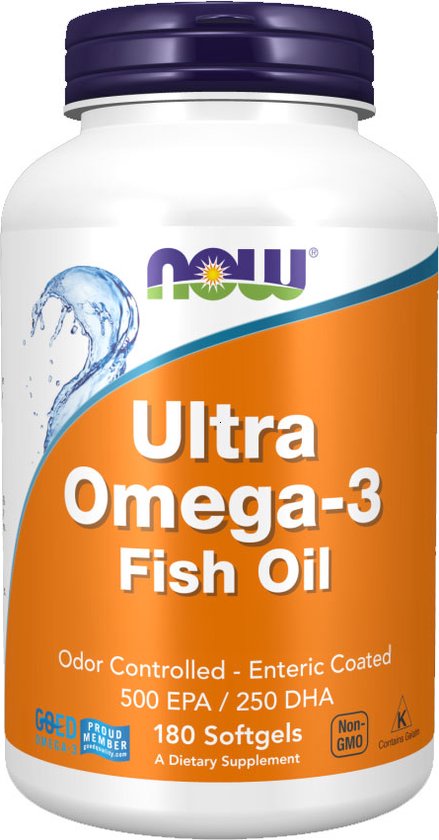 Ultra Omega 3, Enteric Coating - 180 softgels - Now Foods  - Visolie - Voedingssupplement