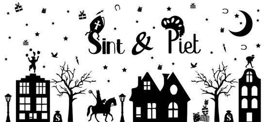 Welkom Sint & Piet Groot - Statisch - Sinterklaas - Raamstickers - herbruikbaar