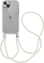 iMoshion Hoesje Met Koord Geschikt voor iPhone 15 Plus - iMoshion Backcover met koord + armband - Parels - transparant