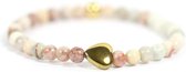 Kinderarmband agaat roze 4mm Goud pyrite hart - Heaven Eleven