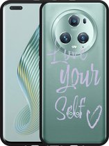 Cazy Hoesje Zwart geschikt voor Honor Magic5 Pro Love Yourself