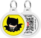 WAUDOG Baby Batman QR Pet Tag / Hondenpenning - Stainless steel - 25 mm - Geel-Zwart - Gratis App