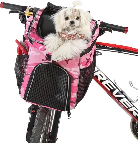 Fietsmand Hond - Hondenmand Fiets - Voorop - Fietstas Hond - Hondenfietsmand - Roze van Flamingo — afbeelding 5