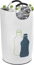 Flessenverzamelaar Jumbo, 69 liter, flessentas met decoratieve print & softgrip aluminium draaggrepen voor eenvoudig transport van lege flessen, 100% polyester, 38 × 72 cm, beige