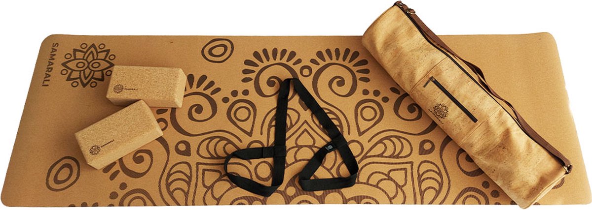 Samarali Moonlight Yoga Gift Pack - tapis de yoga en liège / blocs de liège  / sangle