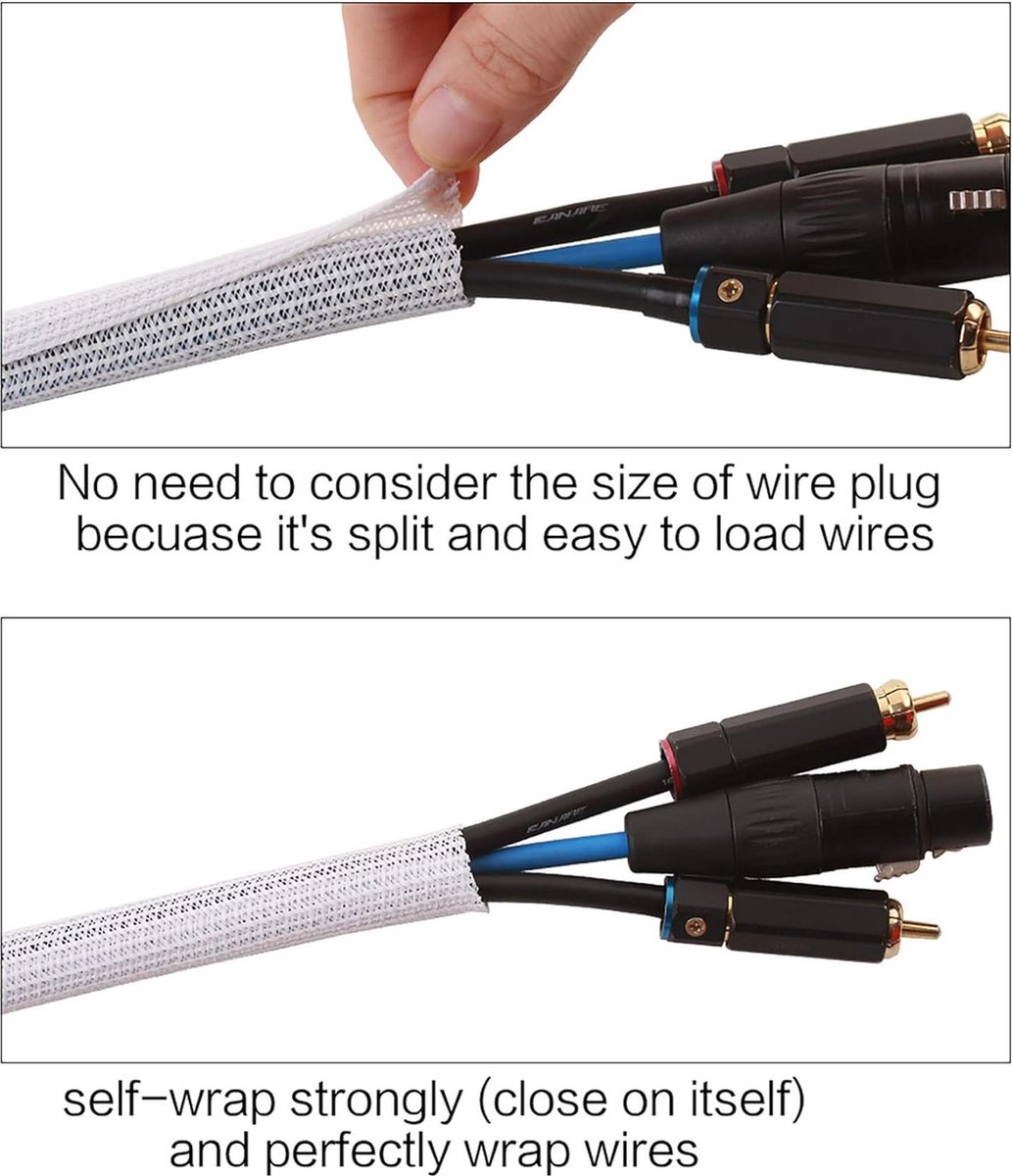 13 mm - 3,1 m kabelmantel, zelfsluitende kabelmantel, kabelopslag, kabelbeheer, voor computer, auto-industrie, wit