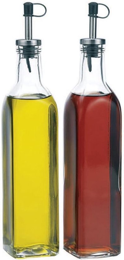 2 x - Olie en azijnflessen voor in de keuken/op tafel - Keukenfles - Glazen Oliefles