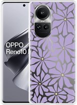 Cazy Hoesje geschikt voor Oppo Reno10 Pro 5G Abstracte Paarse Bloemen