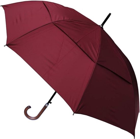 95 km/u - Paraplu Winddicht Windproof Sterk Storm Proof Groot Automatisch - Stokparaplu voor Heren Vrouwen Stevige - Geventileerde Dubbele Scherm Wind Vent - Leder Look Haak Handvat - Zwart
