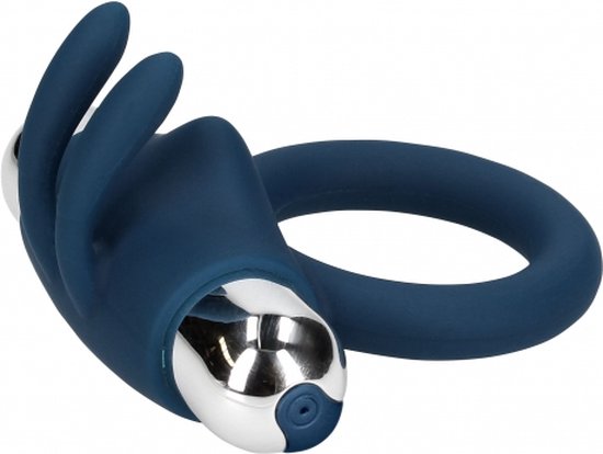 Shots - Loveline LOVE026BLU - Anneau Ring lapin vibrant - Blue Baltique