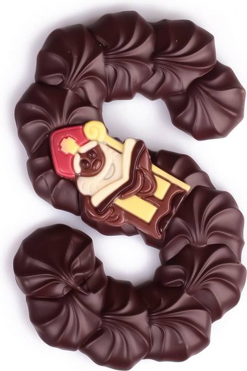 Chocoladeletter S Puur 220 Gram - Luxe Chocolade Letter - Ambachtelijk - Schoencadeautjes Sinterklaas chocolade - Luxe Chocolade - relatiegeschenk chocolade