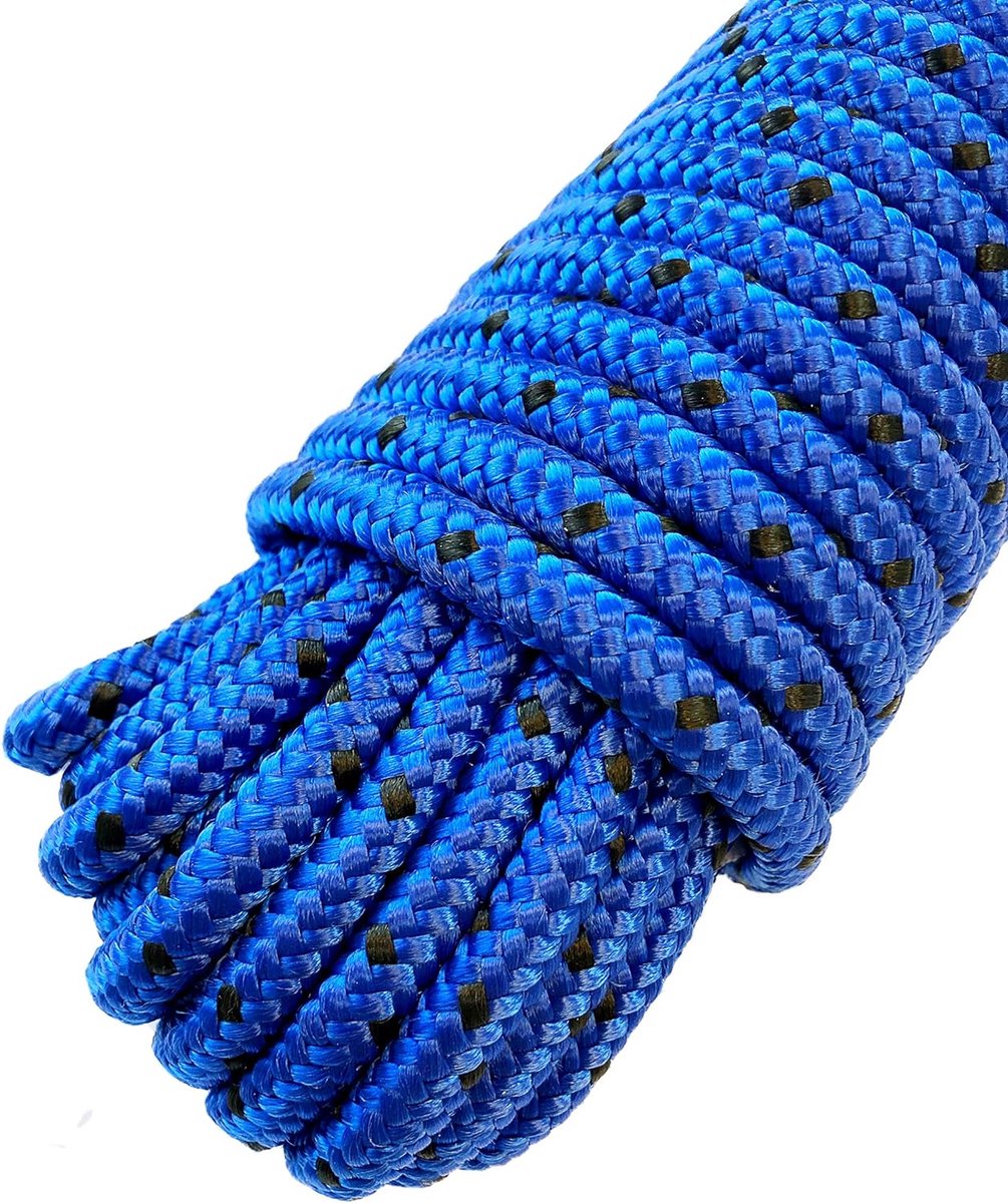 Touw 8 mm 20 m polypropyleen touw blauw / zwart - breukbelasting: 700kg, 20 m x 8 mm