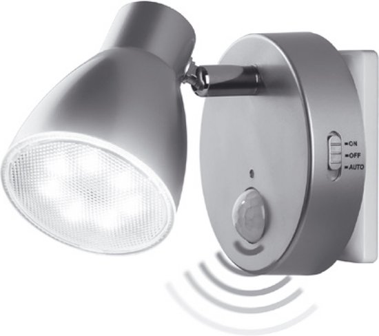 Trango 2635-014 LED-sensor nachtlampje * MILO * met bewegingssensor en automatische functie in zilver veiligheidslicht Direct 230V, socketlamp, wandlamp, oriëntatielicht, nachtlamp, socket light