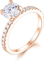 Finesse - 14k Roségouden Moissanite Verlovingsring met Zijstenen - 1.2 karaat