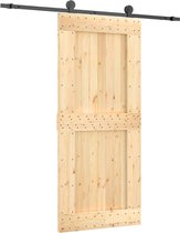 vidaXL - Schuifdeur - met - beslag - 90x210 - cm - massief - grenenhout