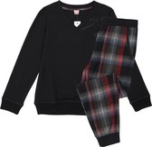 La-V pyjama sets voor Meisjes met jogging broek van flanel Zwart/Rode 140-146