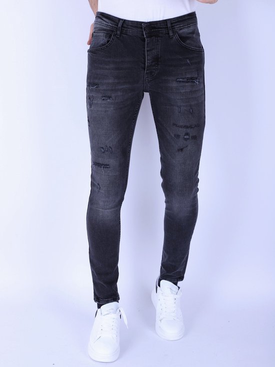 Ripped Jeans voor Mannen Slim Fit met Stretch - 1104 - Zwart