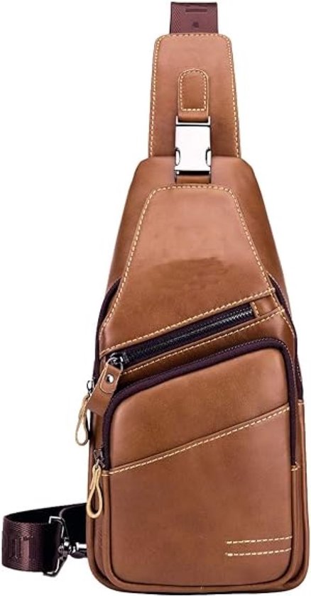 Mannen schouder mode casual echt lederen Cross-Body tassen, Maat: lang (16CM) hoog (32CM) breed (8CM) Gewicht: (0,51 kg) Verstelbare schouderriem, schoudertas met anti-slip schouderriem, verstelbaar afhankelijk van hoogte of hoogte