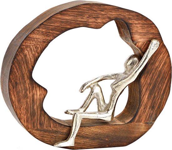 G. Wurm - Beeld - Sculptuur - Relax - Mango - Zilver metaal - 23x23x5cm