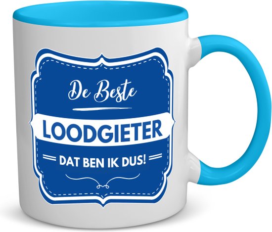 Foto: Akyol de beste loodgieter koffiemok theemok blauw loodgieter loodgieters werk afscheidscadeau verjaardagscadeau kado 350 ml inhoud