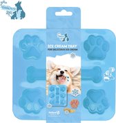 CoolPets Dog Ice Mix Tray - 8 vormpjes - Voor het maken van ijs - Geschikt als bakvormpjes – Pootvormig - Tray met 8 vormpjes – Hondenijsjes – Hondenkoekjes - Blauw