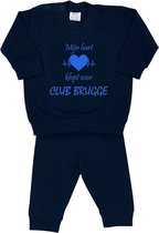 La Petite Couronne Pyjama 2-Delig "Mijn hart klopt voor Club Brugge" Unisex Katoen Zwart/blauw Maat 56/62