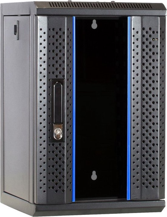 kwmobile afsluitbare stalen lade serverkast - 2U - Voor 19 serverkast - Met sleutel - Zwart