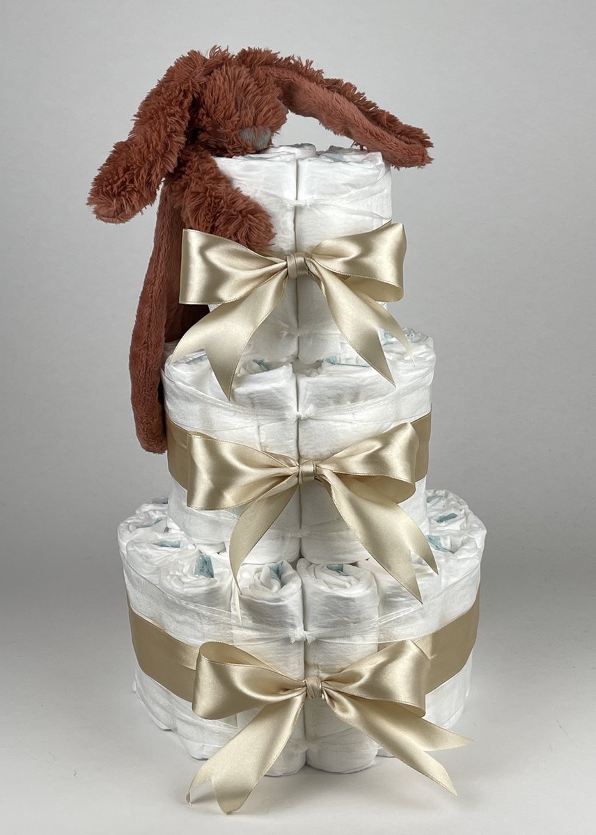 Goedkoopste Chouette-Chouette | Luiertaart Neutraal | Kraamcadeau | Geboorte Jongen Meisje | Babyshower | Tuttle Konijn Richie Rusty - Beige
