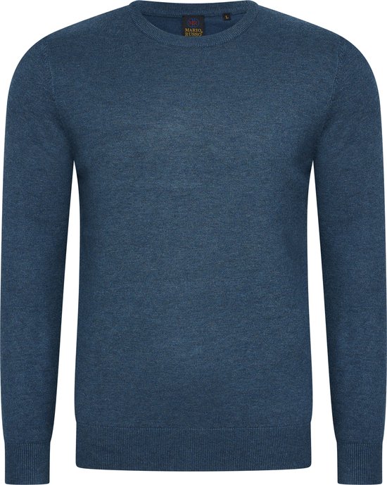 Lacoste grote maat sweater ronde hals donkerblauw logo stripe