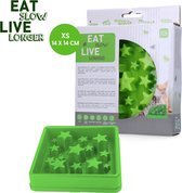 Eat Slow Live Longer Star Voerbak – anti-schrok voerbak – Slow feeder voor honden – Anti-slip – Groen - 14 x 14 cm - XS - Geschikt voor de kleinere hond