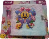 Emoji Butterfly Diary / Journal en peluche avec serrure - Violet / Multicolore - Papier / Journal avec stylo 10 couleurs - Blocs lumineux