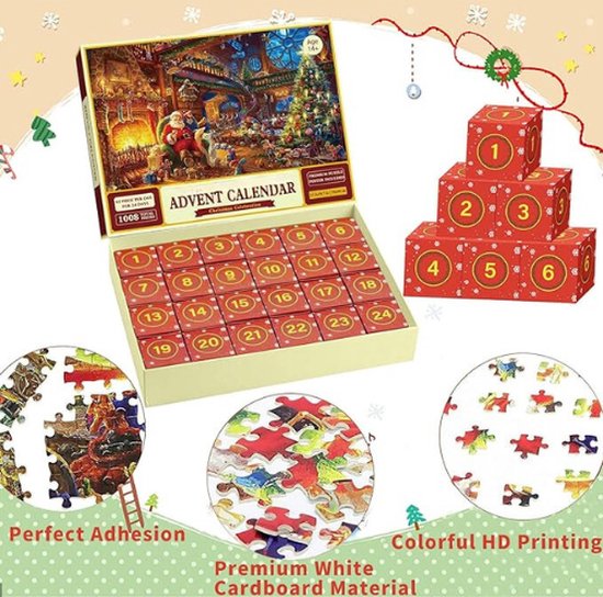 Adventskalender 2023 puzzel 1008 stukjes - kerstkalender voor
