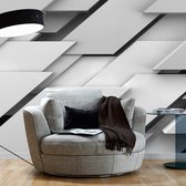 Fotobehangkoning - Behang - Vliesbehang - Fotobehang 3D Geometrische Vormen - The Edge of Gray - 400 x 280 cm