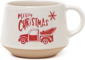 HOMLA Mug Molly style Noël Vaisselle de Noël mug style moderne, tendance et polyvalent capacité 400 ml en grès de haute qualité couleur blanc 8,5 cm x 11 cm