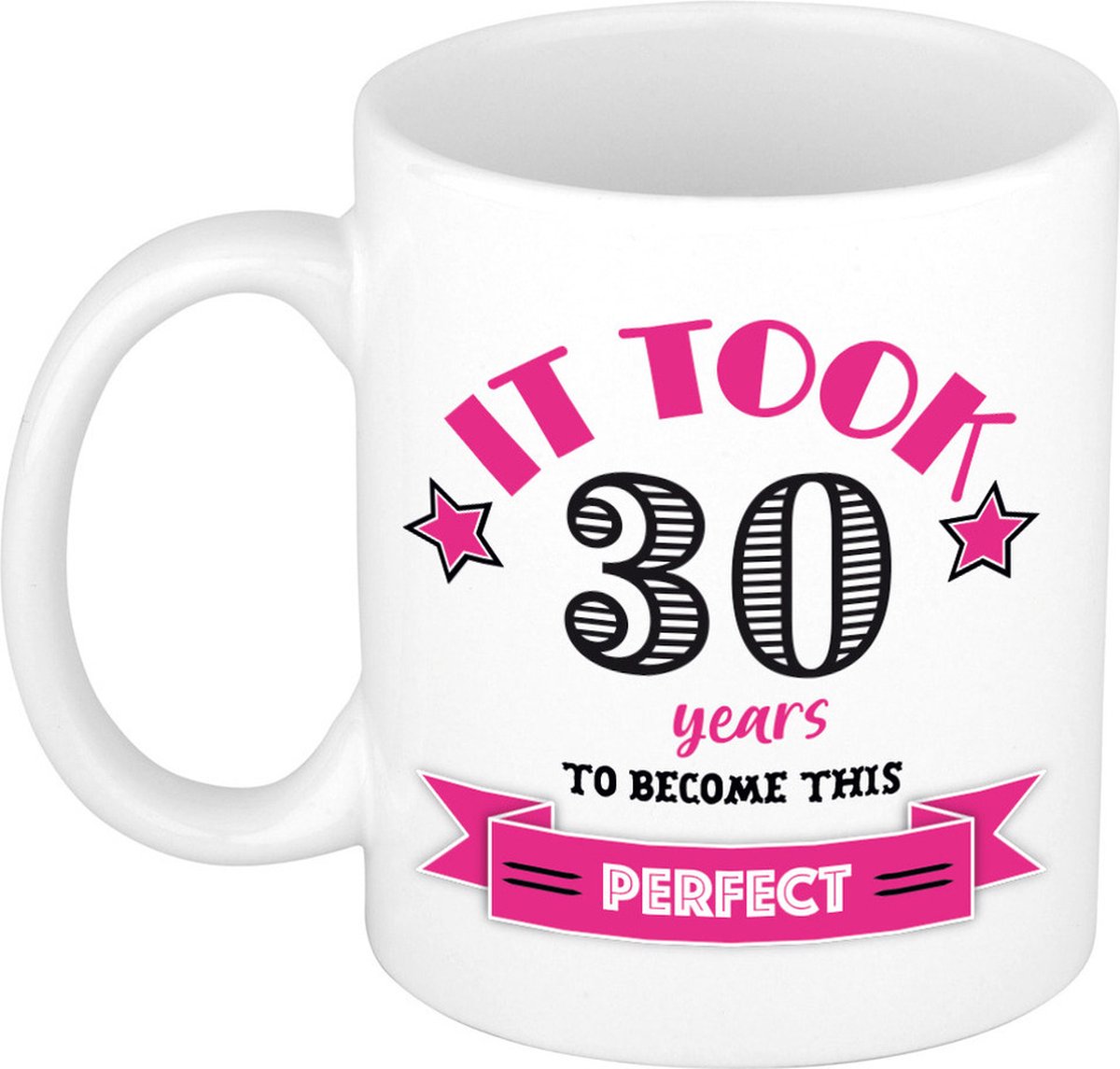 Bellatio Decorations Verjaardag cadeau mok 30 jaar - roze - grappig - 300 ml - keramiek