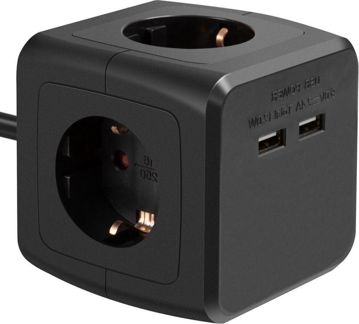 Cube multiprise de bureau avec 4 ports et prise de terre Schuko et 2 sans  prise