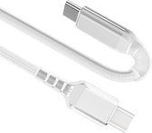 USB C kabel | Laadsnelheid 20V / 3A / 60 watt | USB 3.2 gen 1 | 5 Gb/s | Type C naar C | Male to male | Power delivery | Snelladen | Wit | 1 meter | Allteq