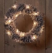 ZoeZo Design - Couronne de Noël - avec éclairage LED - couronne en rotin - marron foncé - avec neige