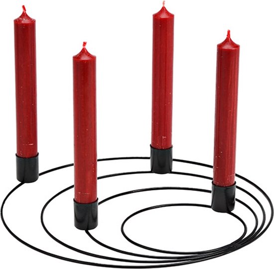 G.Wurm - Kaarsenhouder - Ringen - Advent - Metaal - Zwart - Voor 4 kaarsen