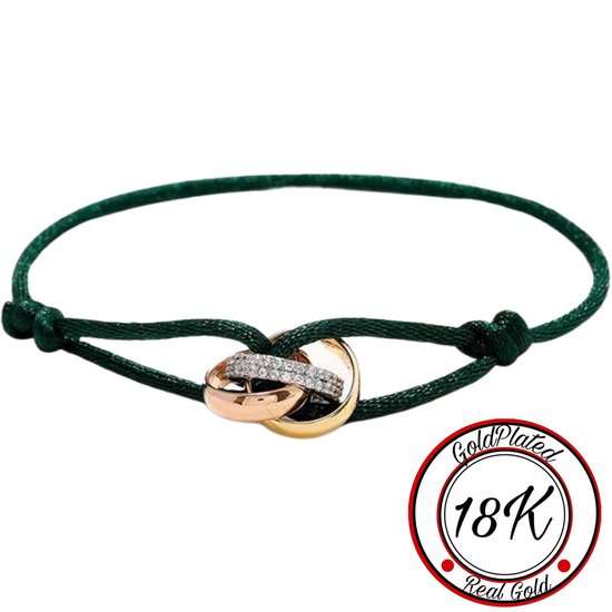 Soraro Tricolor Zirkonia Armband | Groen | 18K Goldplated | Soraro Armbanden | Zirkonia | Cadeau voor haar | verjaardag vrouw | Vaderdag | Vaderdag Cadeau
