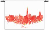 Velours Wandkleed Skyline Antwerpen Watercolor Paint Rechthoek Horizontaal XXL (130 X 180 CM) - Wandkleden - Met roedes