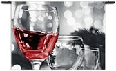 Velours Wandkleed Drink Rode Wijn Rechthoek Horizontaal L (85 X 120 CM) - Wandkleden - Met roedes