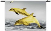 Mezo Wandkleed Springende Dolfijnen Goud 01 Rechthoek Horizontaal S (40 X 60 CM) - Wandkleden - Met roedes