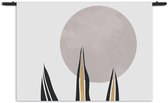 Mezo Wandkleed Blad met Goud en Zilvere Elementen Rechthoek Horizontaal XXL (130 X 180 CM) - Wandkleden - Met roedes