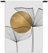 Mezo Tapisserie Murale Design Scandinave Plante avec Element Goud 01 Rectangle Vertical S (85 X 60 CM) - Tapisseries - Avec tringles